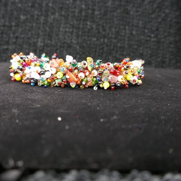 Unbranded Jewelry - Beaded Confetti Cluster Cuff Bracelet Toggle Multi Color Glass Boho 7-8 inch
